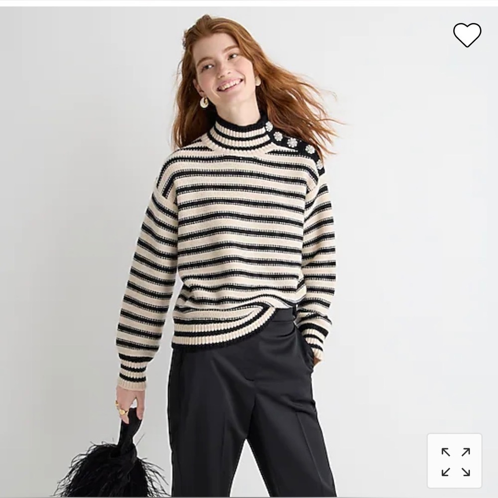 JCREW NWT cable knit mock neck striped cream and white turtle neck, XS​​​​